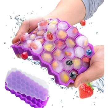 Swadish Ice Cube Tray - 37 Grid Flexible Reusable Silicone Honeycomb Ice Cube Tray (Assorted Color)