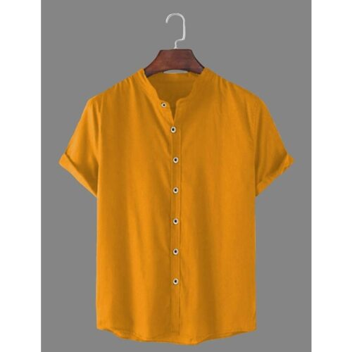 TRYTHIS Half Sleeves Cotton Orange Men's Shirt