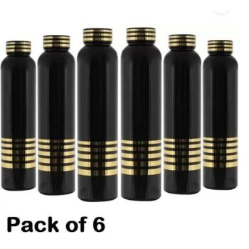 Water Bottles for Fridge home office GYM (Black Pack of 6)