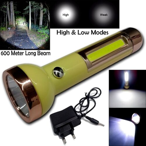 Waterproof LED Rechargeable 2in1 600 Meter Range 2 Mode Flashlight Torch