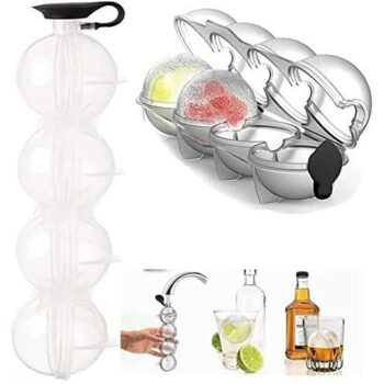 Whiskey Mould Ice Cube 4 Ball Mould Sphere Large Tray Whiskey DIY Mould, Round Ice Mould