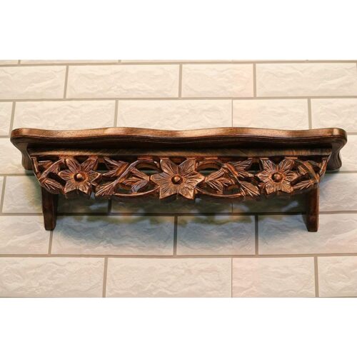 Wooden Hand Carved Wall Decor Shelf