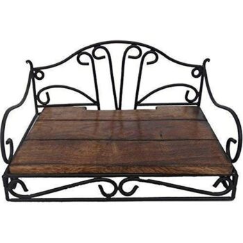 Wrought Iron and Wood Wall Mounted Set Top Box Stand