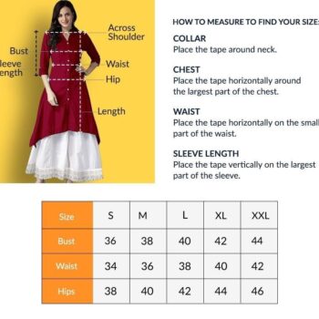 kurti size guide for women