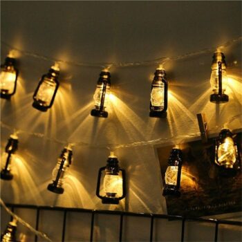 16 LED Black Lantern Warm White Decorative String Light