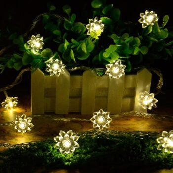 16 LED Warm White Decorative Lotus Flower String Light