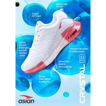 Asian Crystal-13 White Sports Shoes