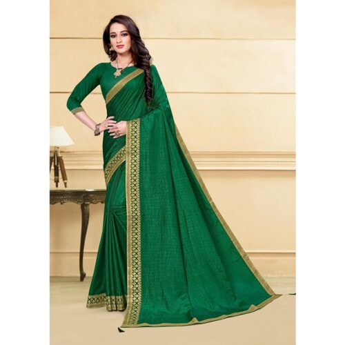 Beautiful Solid Vichitra Silk Saree