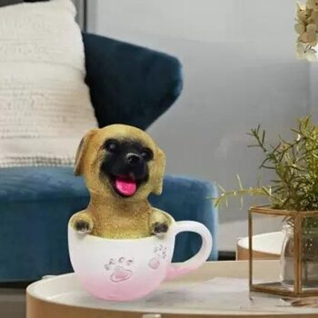 Cute Dog in Mug Decorative Statue (Pack of 2)