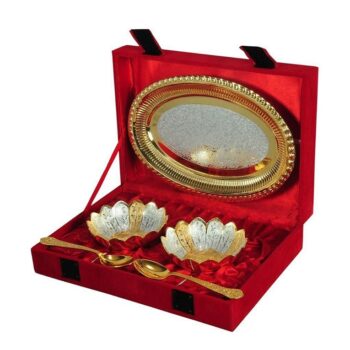 Gift Set - Silver & Gold Plated Bowls & Tray Set
