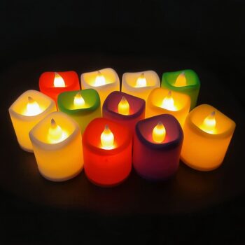 LED Colorful Warm White Flickering Candles (Box of 12)