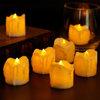 LED Wax Drip Style Warm White Diwali Candles (Pack of 6)