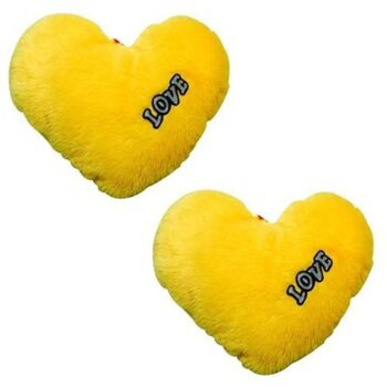 Love Yellow Heart Stuffed Cushion Pack of 2