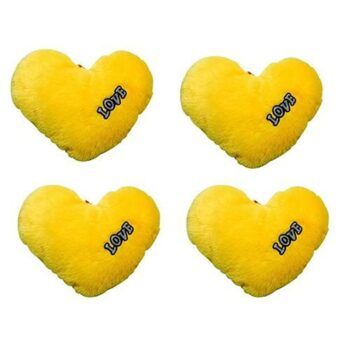 Love Yellow Heart Stuffed Cushion Pack of 4