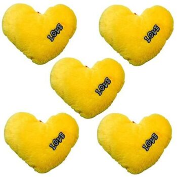 Love Yellow Heart Stuffed Cushion Pack of 5