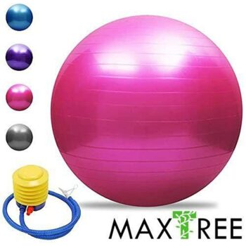 Maxtree Gym Ball Exercise Ball, Heavy Stability, Pregnancy and Physical Therapy, Quick Pump Included Fitness - Anti Burst Thick with Hand Home Gym Birthing Yoga Ball 75cm (Multicolor)