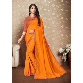 Pretty Solid Vichitra Silk Saree
