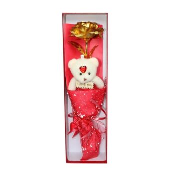 Rose and Teddy Bear Valentine Day Gift