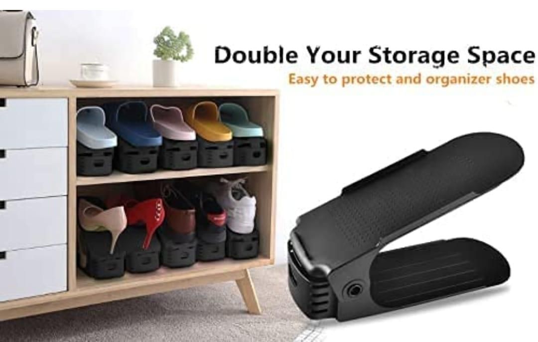 Shoe Organizer Stacker - Four Levels Adjustable Double Layer Stackable Shoe Rack, Storage Shoe Organizer Holder for Closet Organization (1 Pcs)
