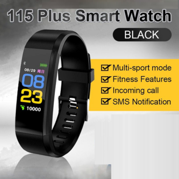 Smart ID115 Watch Smartwatch, with Smart Wallpapers, Heart Rate Monitor, Fitness Tracker, Step Count- Black