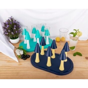 Stylish Glass Stand, Table Glass Holder With 6 Slots - Multicolor Plastic Glass Holder