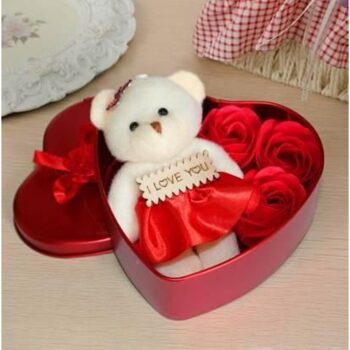 Sweet Heart Box with Cute Teddy Bear Special and Precious heart box for Decorative Showpiece for Birthday Gift, Return Gift and Home Decoration