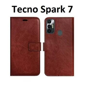 Tecno Spark 7 Flip Cover Magnetic Leather Wallet Case