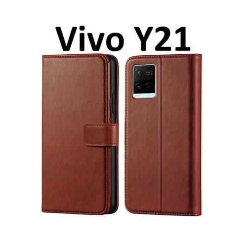 Vivo Y21 Flip Cover Magnetic Leather Wallet Case