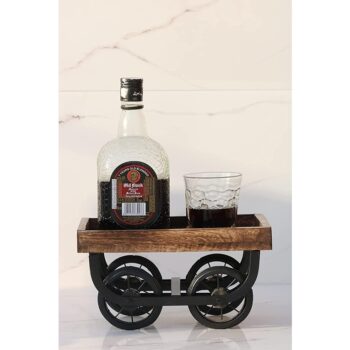 Wooden Handmade Redi, Thela with Moveable Wheels for Wine Bottle Holder