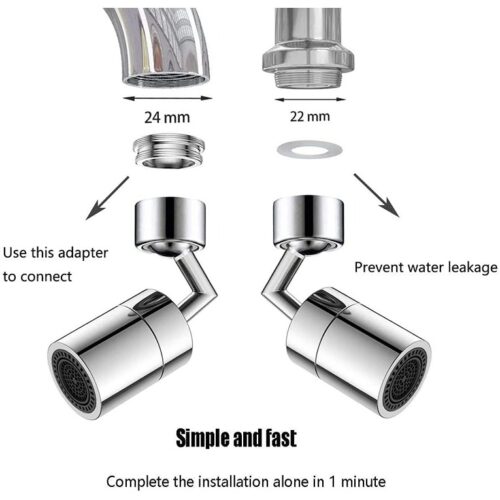 720 Degree Large Angle Swivel Filter Faucet Splash Prevention Filter Universal Faucet Aerator with 4 Layer Mesh Filter Wasserhahn
