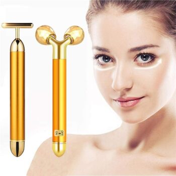 Dealsure 2 in 1 Energy Beauty Bar Electric Vibration Facial Massage (Gold)