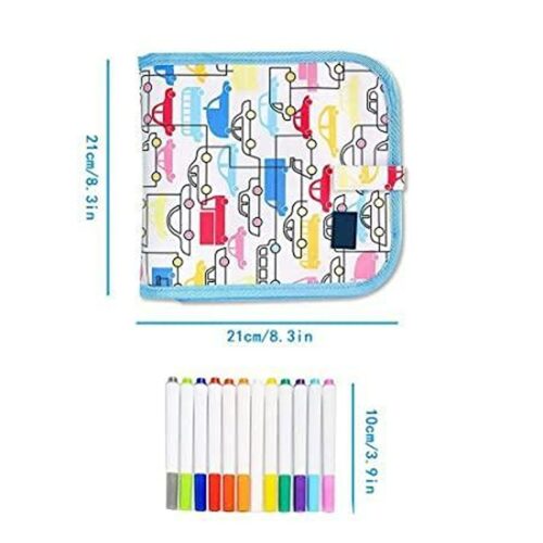Erasable Doodle Slate Painting Kit for Kids Drawing Book with Wet Wipes & Colors for Kids ( 10 Pages 6 Pen