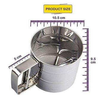 Flour Sifter Baking Stainless Steel Shaker Sieve Cup Manual Flour Sifter with Measuring Scale Mark for Flour Icing Sugar 2