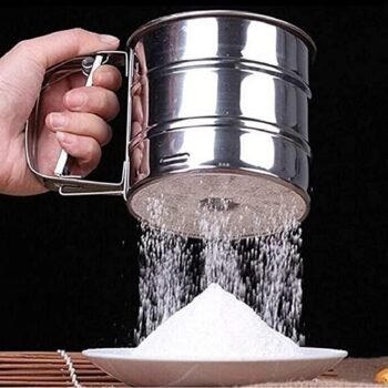 Flour Sifter -Baking Stainless Steel Shaker Sieve Cup Manual Flour Sifter with Measuring Scale Mark for Flour Icing Sugar