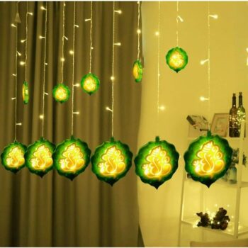 Ganesha Lights - Curtain String Light LED Diwali Lights 6 Big Lights 6 Small Lights Meter Curtain String
