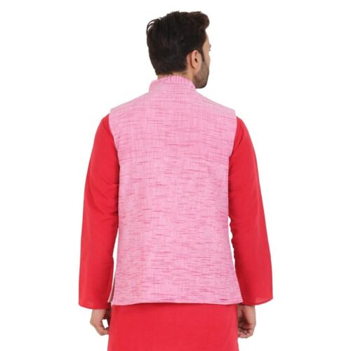 Khadi Cotton Textured Kurta Pajama with Nehru Jacket 4 2