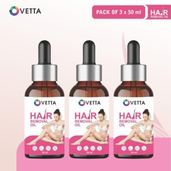 OVETTA Smooth & Sensitive Hair Removal Oil for Women, Natural Painless Removal For All Skin 50ml - Pack of 3