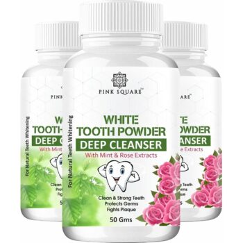 Organic Teeth Whitening White Tooth Powder For Tobacco Stain, Tartar, Gutkha Stain and Yellow Teeth Removal 50 Gm