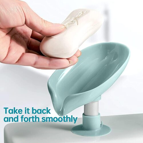 Soap Holder - Leaf Shape Self Draining Soap Holder With Suction Cup (Pack of 2)