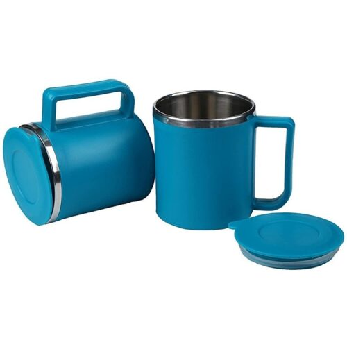Tea Coffee Lovers Choice Cup With Lid Plastic Stainless Steel Coffee Mug 300 ml Pack of 2