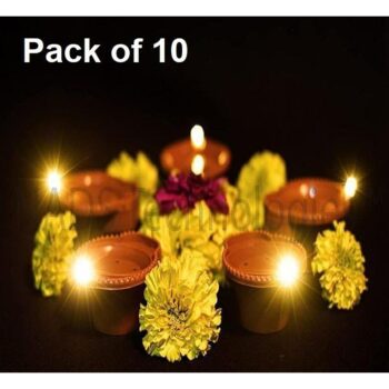 Water Sensor Led Diyas Candle with Water Sensing Technology E-Diya Warm Orange Ambient Lights, Battery Operated Led Candles for Home, Replacable Battery ( Pack of 10)
