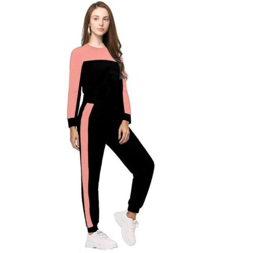 Cotton Rib Stretchable Printed Tracksuit for Women