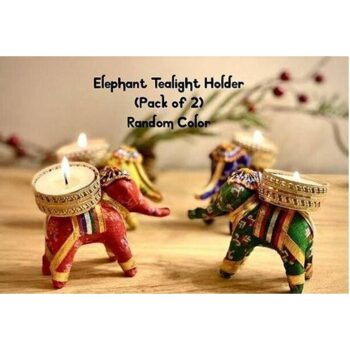Elephant Tealight Holders with Candles (Pack of 2)