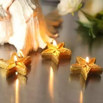 Floating Star Shape Decorative Candle (Gold, Pack of 3)