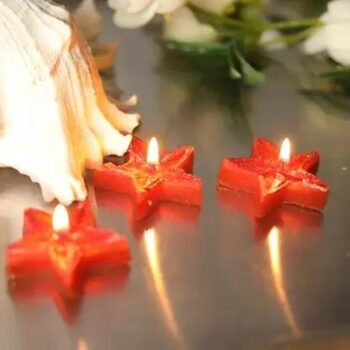 Floating Star Shape Decorative Candle (Red, Pack of 3)