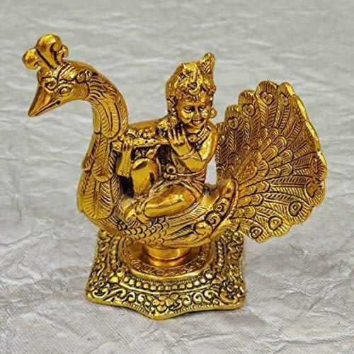 God Krishna Kanha ji Murti With Peacock Showpiece 2