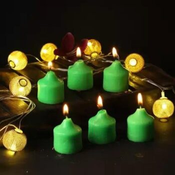 Home Decoration Light Candle (Green, Pack of 6)