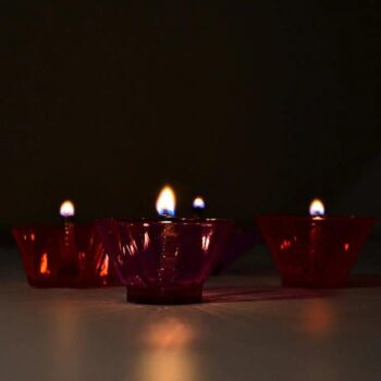 Magical Reflection Diya Set with 6 Attractive Design Cup (Set Of 12 Pieces)