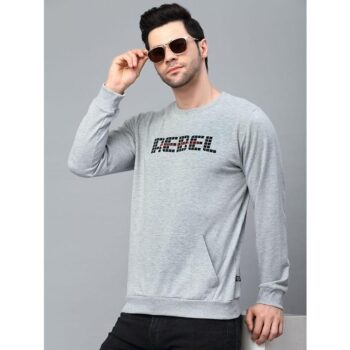 Men Printed Full Sleeves Fleece Sweatshirt