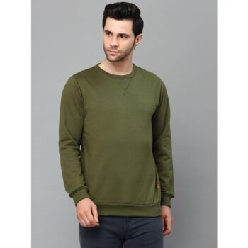 Men Solid Full Sleeves Fleece Sweatshirt
